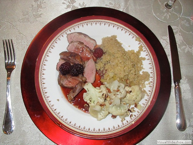 Duck Breast with Blackberry Pomegranate Reduction