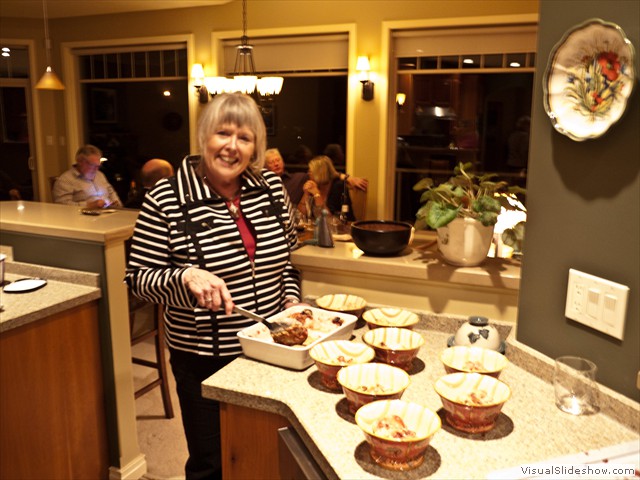 Pamela Melko serving Rhubarb Crumble