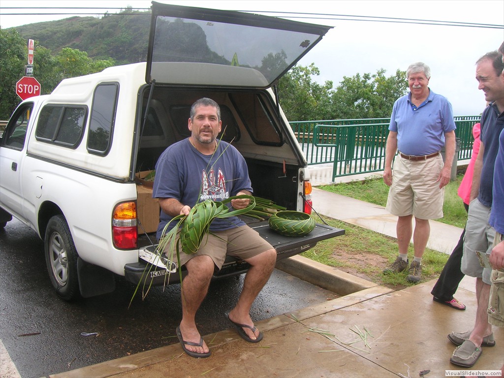 Palm frond weaver