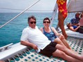 Relaxing on the snorkling catameran