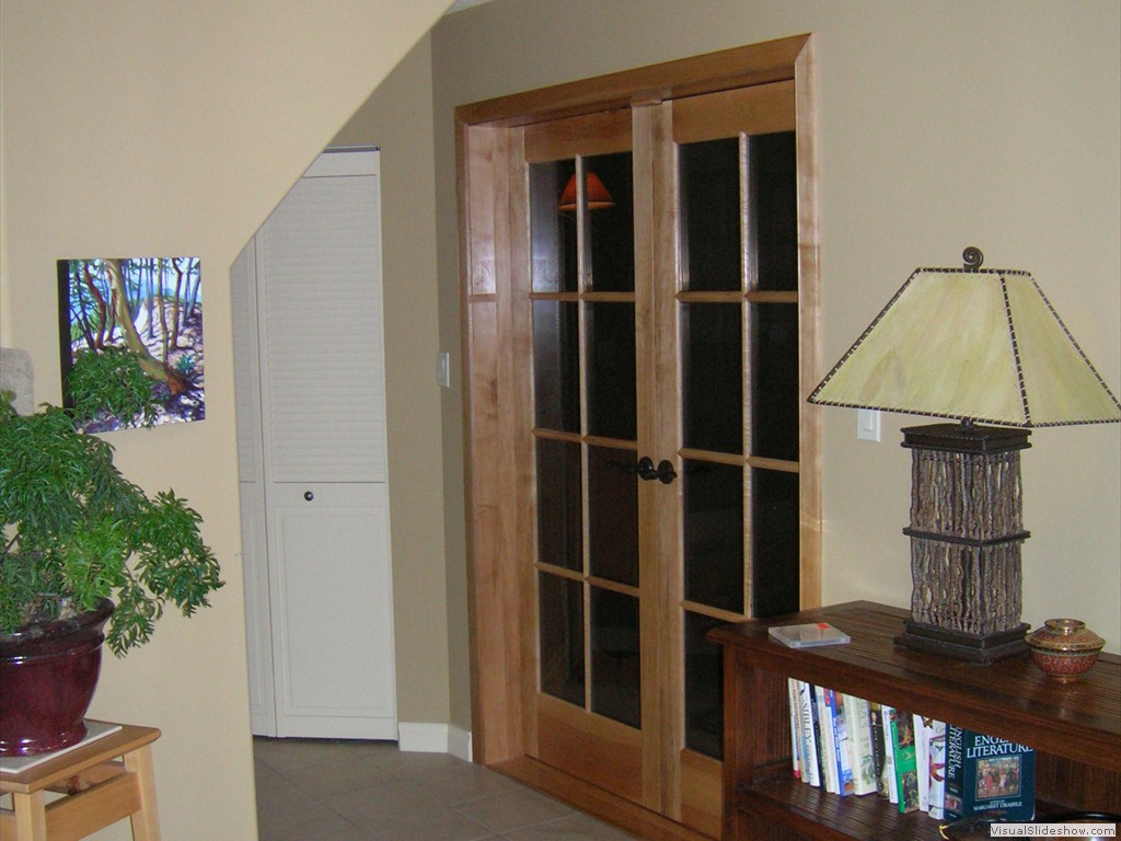 Home Theater doors, cherry inside, maple outside