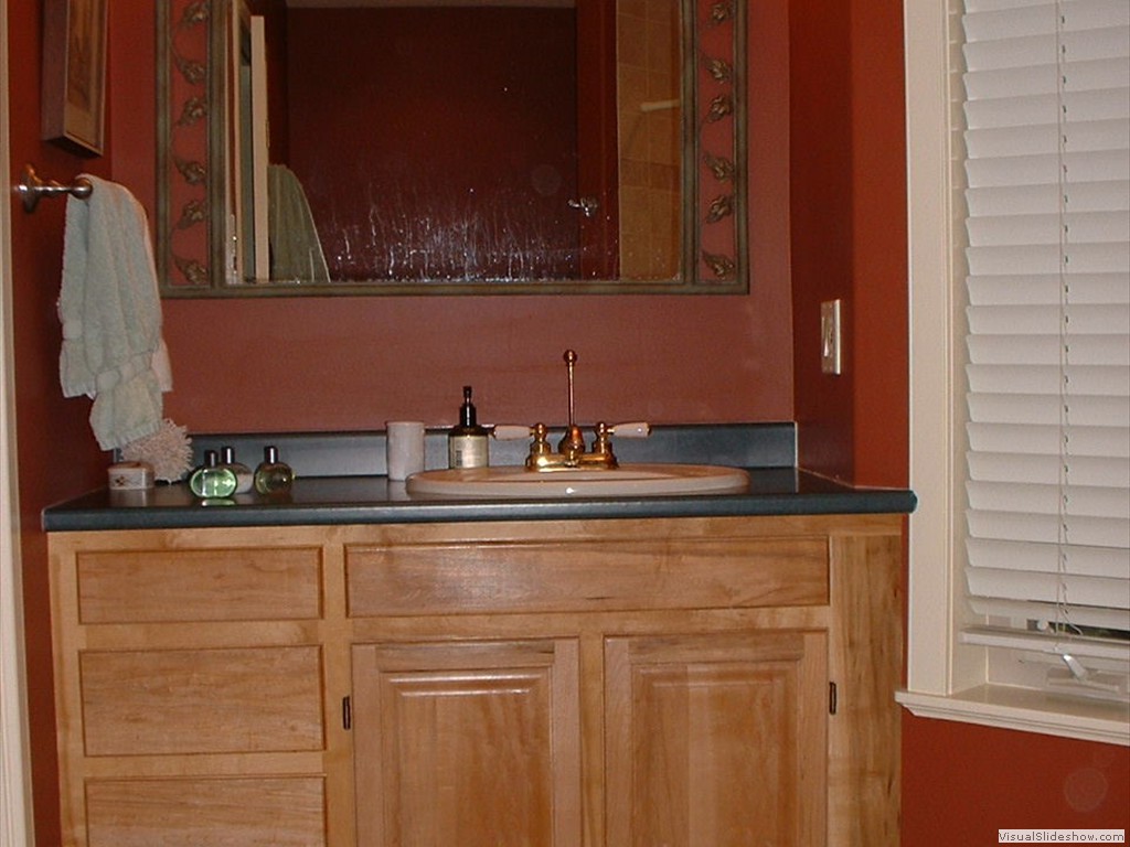Lower guest bathroom vanity, maple